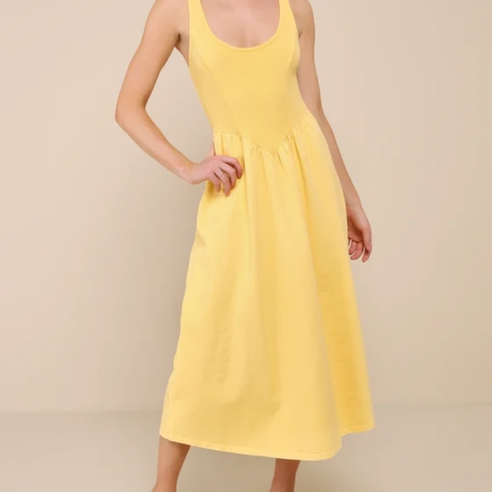 Yellow Sleeveless Midi Dress